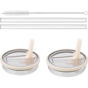 40 oz Tumbler Flip Straw Lid Replacement Compatible with HydroJug, Spill Proof Splash Resistant Tumbler Lids,Leak Proof Tumbler Cover for Cup Accessories,Pack of 2 (Cream White)