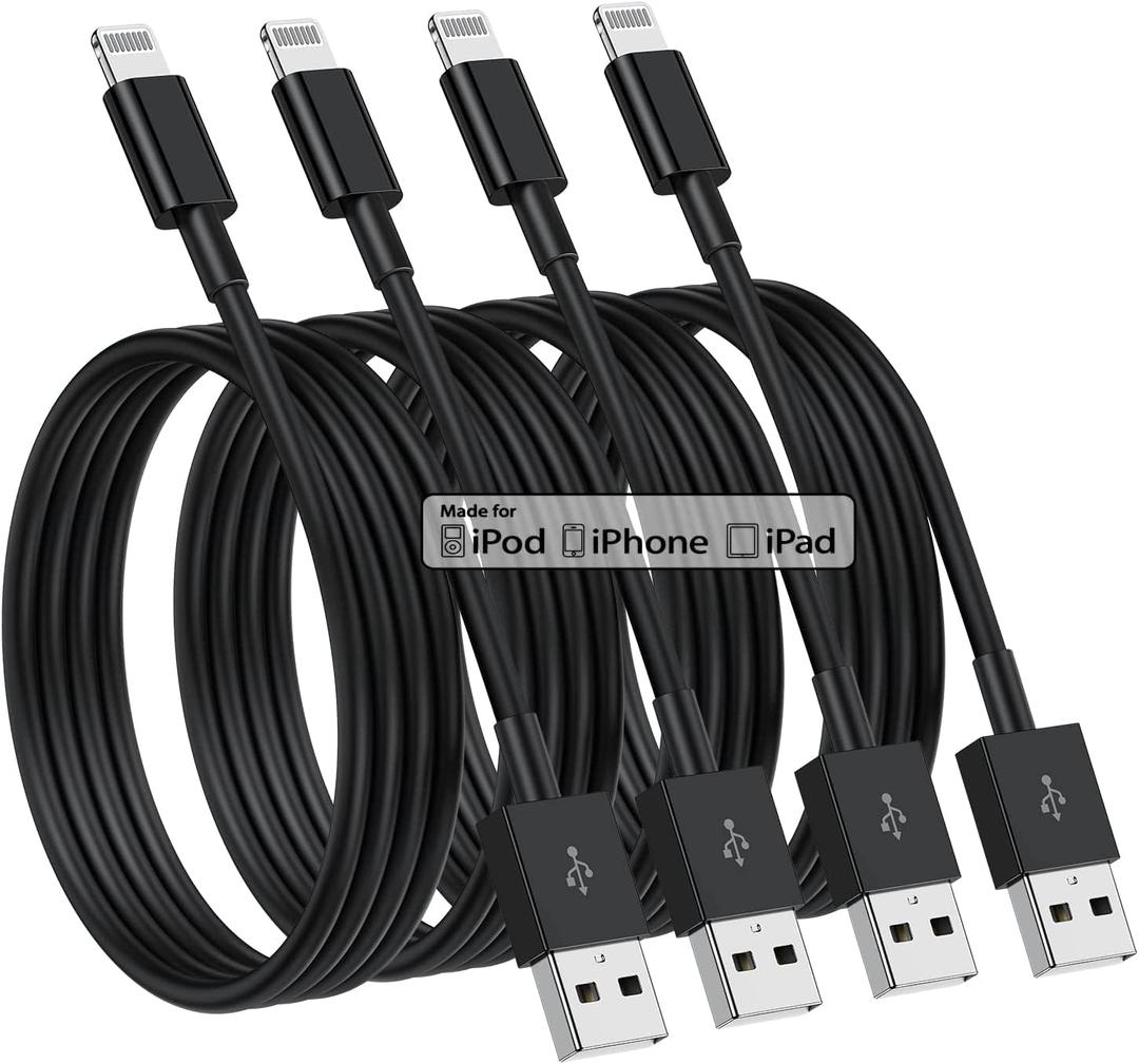 4 Pack [Apple MFi Certified] Apple Charging Cables 3ft, iPhone Chargers Lightning Cable 3 Foot, Fast iPhone Charging Cord for iPhone 14/14Pro/13/13Pro/12/11/11Pro/11Max/ X/XS/XR/XS Max/8, ipad(Black)