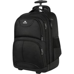 MATEIN Wheeled Backpack, 18 inch Laptop Backpack with Wheels for College, Rolling Travel Backpack, Carryon Trolley Luggage Suitcase Compact Business Computer Bag for Men Women, Black