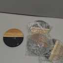 Set of 4 Black Marble and Acacia Wood 4" Round Coasters