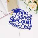 YUINYO She Believed She Could So She Did Cake Topper,2026 Graduation Cake Topper,Graduation Decorations for Girls,2026 High School/College/University Party Decoration (Dark blue)