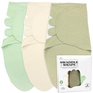 Bublo Baby Swaddles for Newborns  3-Pack Infant Swaddles 3-6 Months  Adjustable Swaddle Sleep Sack  Soft Organic Cotton Baby Wrap for Safe & Cozy Sleep (Pastel Green) (Large ( Pack of 3))