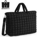 Quilted Duffle Bag for Travel, Large Puffer Duffel Weekender Bags Soft Gym Tote, Big Puffy Carry on Luggage Overnight (Black)
