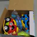 PREXTEX 2 Pack Cartoon Remote Control Cars for Toddlers - Police Car and Race Car with Steering Wheel Controllers and Lights - Different Frequencies Racing Together - Easter Toddler Gift 18+ Months