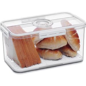 Bread Box Bread Boxes for Kitchen Counter Airtight, Time Recording Bread Storage Container with Lid, Bread Keeper for Homemade Bread, Toast, Bagel, Donut and Cookies, White