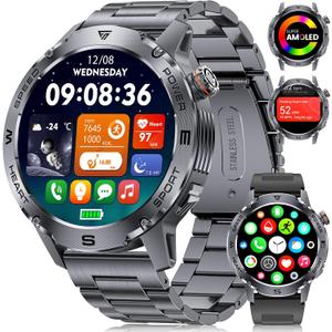 LIGE EF1 Smart Watches for Men, 1.43" AMOLED Smartwatch with 24/7 Heart Rate for Android iOS, 170+ Sports Modes Fitness Watch, IP68 Waterproof, 200+ Watch Faces, Sports Recognition, Matte Black