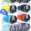 [Large Compartment] Water Bottle Organizer for Stanley 40 oz, 4 Pack Stackable Water Bottle Organizer, Clear Water Bottle Holder for Tumbler Travel Mug Cup, Kitchen Pantry Organization and Storage