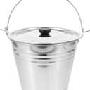 MERRYHAPY Metal Bucket with Lid - Stainless Steel Bucket Milk Pail Container with Handle Flower Pot for Many Home Tasks Carry Water or Milk for Outdoor Household