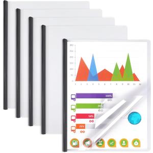 Report Covers with Sliding Bar, Clear Report Covers for A4 and Letter Size Paper, Resume Covers Presentation Folders File Document Binder for School Business, 70 Sheet Capacity