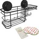 Gecko-Loc Large Combo suction cup wall mount bathroom shower caddy - shampoo storage basket shelf organizer caddie bath shelves - Black