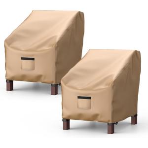 Patio Chair Covers for Outdoor Furniture - Waterproof 2 Pack, Heavy Duty, Large Covers for Lounge Lawn Deep Seat (31" W x 33" D x 36" H) - Brown
