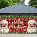 6x16FT Santa Claus Christmas Garage Door Banner Decor, Red and White, 72inx192in