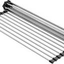 NEZUIBAN Dish Drying Rack with Roll Up and Over Sink for Kitchen,17.5"x15.7",Black