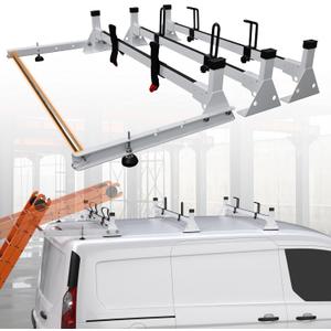 MELIPRON Van Roof Rack with Rear Roller Fit for Ford Transit Connect Only 2014-On, Steel Ladder Rack for Cargo Van, 3 Crossbars, NoDrill Required (Not Fit for Full-Size Ford Transit)