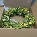Artificial Wreath Mother Day Wreath Leaves Flower Wreath For Front Door Farmhouse Wedding Party Decorations Front (45cm)