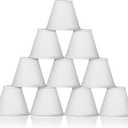 Macarrie 10 Pack Small Lamp Shade Barrel Fabric Lampshade Cover Clip on Table Floor Lamp Wall 3" x 6" x 5" Rustic Beige Linen Eyes Protected Appearance(White)