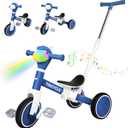 Tricycle for Toddlers 1-3 Year Olds, 5 in 1 Toddler Balance Bike 2-4 Years Old Boys Girls, Push Trike Toys with Adjustable Handle, Birthday Gifts for 2 3 4 5 Year Old Kids Bike (Blue)