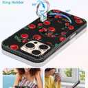 Toycamp for iPhone 16 Pro Max Case Compatible with Magsafe - Cute Design 360 Magnetic Ring Holder Stand Kickstand Funny Cherry Girly Pretty Fashion TPU Phone Covers for Women Tenn Girls