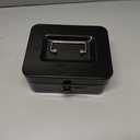 KYODOLED Medium Metal Cash Box with Combination Lock Safe and Money Tray for Security 7.87"x 6.30"x 3.54" Black