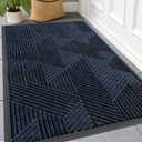Kitinjoy Front Door Mat Outside Entrance, Sturdy Natural Dirt Trapper, Heavy Duty Rubber Doormat, Low Profile Non-Slip Backing, Easy Clean Floor Mat for Indoor Outdoor Entry, 47X32 Inch, Navy Blue