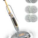 Steam and Scrub Mop, Steam Mop with Dual Rotating Pads, Swivel Steering, 2 LED Headlight, 4 Cleaning Modes, 15.2 fl oz Tank