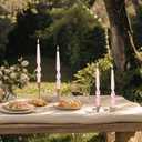 MAITREYA Pink Spiral Taper Candles Conical Stick Candles Handmade Twisted Candle-Set of 4 for Decoration Weddings Party Church-Unscented Dripless Candle, 10inch(Baby Pink)