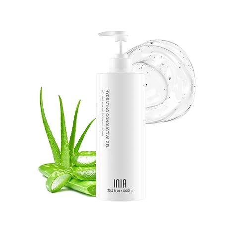 INIA Microcurrent Conductive Gel for Facial and Body Skin Care Machines – Hydrating Gel Primer with Hyaluronic Acid, AntiAging & Skin Tightening for Women and Men, 10.56 Fl Oz