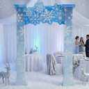 8ft 3D Winter Wonderland Prom Archway Snowflake Photo Prop Stand-up Cardboard Cutout Snowflake Prom Winter Theme Party Decoration Arch Door Backdrop Photobooth Props Stand up