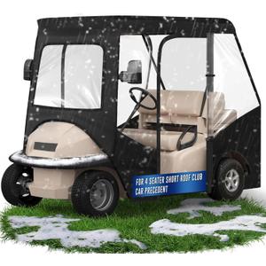 Updated Golf Cart Enclosure 2 Passenger for EZGO TXT RXV / 4 Passenger for Club Car Precedent Short Roof Driving Enclosure - Golf Cart Rain Cover with 600D and PVC, Strong YKK Zipper