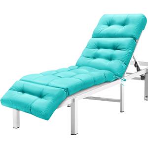 MAGIC ELEPHANT Chaise Lounge Cushion Outdoor, Memory Foam Patio Lounge Chair Cushion with Ties for Indoor Outdoor Furniture, Water-Repellent Replacement Long Chair Cushion (Turquoise)