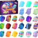 24PCS 3D Printed Dragon Eggs with Dragon Inside, Mini Animals Party Favors for Kids, Flexible Articulated Crystal Collectibles for Adults Teens Boys, Easter Advent Calendar Easter Basket Stuffers