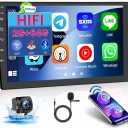 [2+64G] Hikity Android 13 Car Stereo Wireless Carplay Android Auto, Double DIN 9 Inch Touch Screen Car Radio with HiFi, GPS Navigation, WiFi, Bluetooth, FM, Microphone, Backup Camera