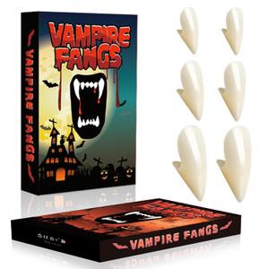 Vampire Teeth Fangs Kids Adults: 3 Sizes Realistic Vampire Fangs for Cosplay Halloween Vampire Costume Makeup Accessories Women Men Fake Fangs Teeth, Plastic Werewolf Teeth with Adhesive Party Favors