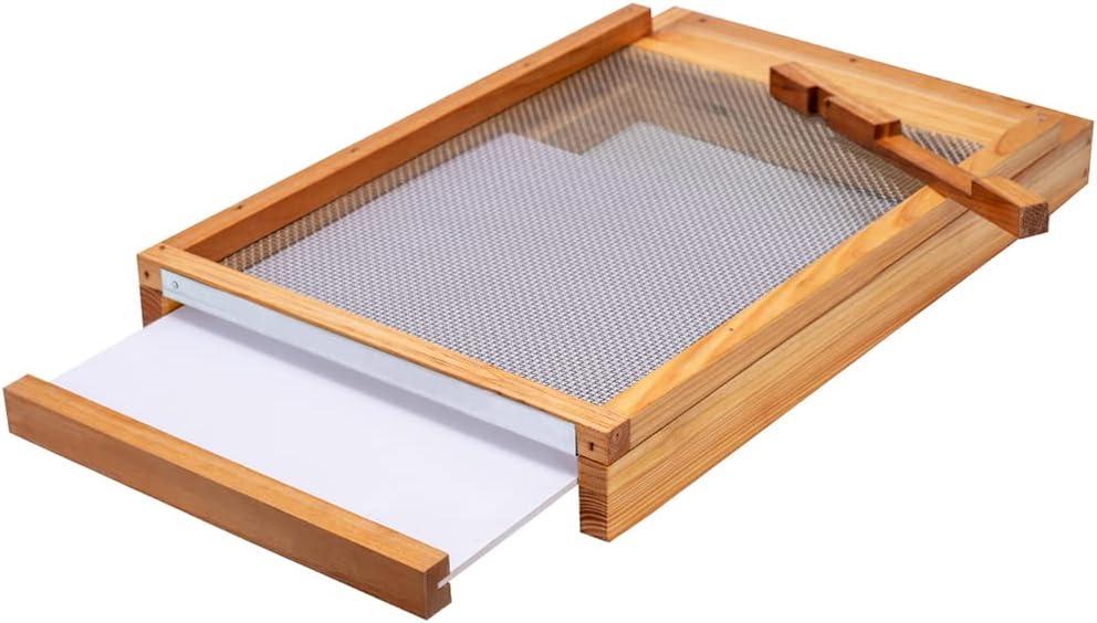 BeeCastle Beehive Screened Bottom Board Dipped in 100% Beeswax,Screened Bottom Board 8 Frame with Solid Wood
