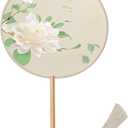 Handhelds Chinese Fan Classical Tassels Chinese Inks Painting Fan Florals Pattern Round Silk Fan (Q)