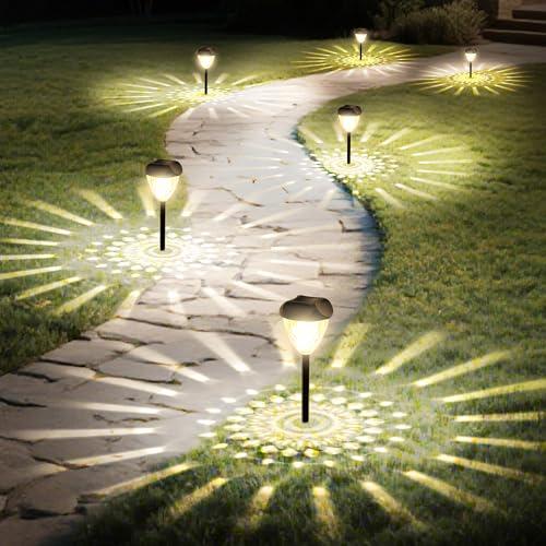 Ensenior 16-Pack Solar Lights Outdoor, 14.17" Auto ON/Off 3000K LED Solar Garden Lights for Pathway, Yard, Patio, Walkway, Planter, Waterproof, Energy-Efficient Landscape Lighting