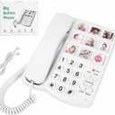 Corded Landline Phones for Seniors - Memory Phone for Dementia/Alzheimers, 9 Big Picture Buttons & One-Click Dialing - Hands-Free Calling, 110dB Loud Ringer - for Visual Hearing & Memory Impairments