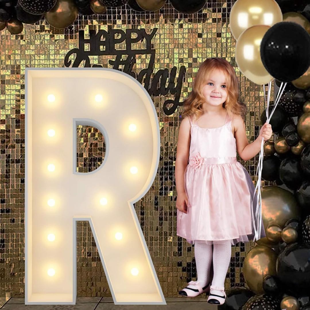 4FT Marquee Light Up Letters R, Big Marquee Letter for Baby Shower Birthday Engagement Wedding Marry Me Party Decor