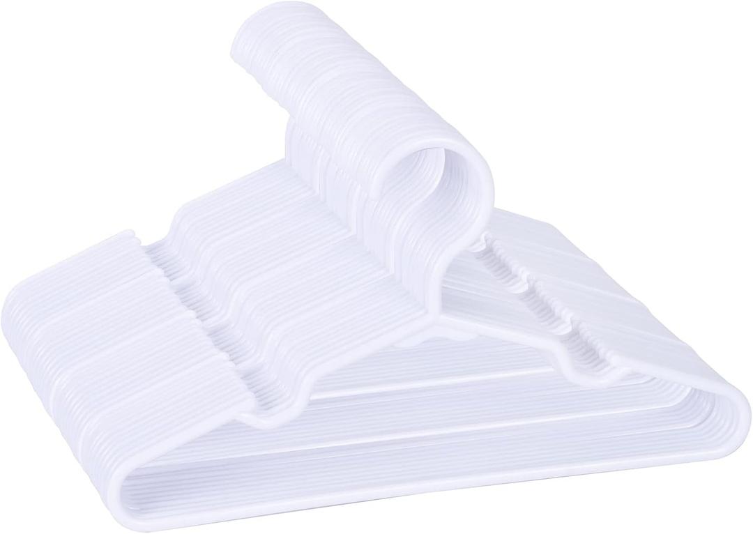 60 Pack White Kids Hangers 11.6 Inch - Baby Clothes Hangers for Toddler & Child, Durable Plastic Children's Hangers for Closet, Pants, Coats, Skirts (Non-Slip, Space-Saving)