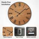 Large Wall Clock 24 Inches - Decorative Wall Clock Large With Real Wood & Roman Numerals - 24 Inch Clocks For Living Room Decor - Large Farmhouse Clocks - Big Wall Clock For Living Room