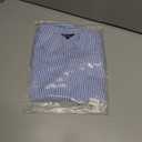 SUNNOW Women's Striped Twist Front Crop Button-Up Shirt Long Sleeve Casual Blouse Loose Fit Summer Tunic Top (L, Blue)