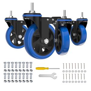 5 Inch Stem Caster Wheels Heavy Duty with Dual Locking 2200Lbs, Swivel Industrial Casters Set of 4,Threaded Stem Casters 3/8" -16 x 1, Wheels for Cart and Furniture
