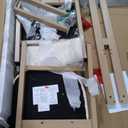 Christopher Knight Home Marin Modern Upholstered Counter Stool Set of 2, Armless Counter Height Bar Stool Set of 2 with Metal Frame, Fabric Bar Stool with Footrest for Kitchen Island, Natural+White