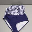 ZAFUL Women's Tankini Swimsuits Tummy Control Swimwear Two Piece Bathing Suits Swim Top with High Waisted Bottom (Large, White Blue Flower)