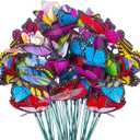 VGOODALL 50pcs Butterfly Garden Decorations, 11.5 inch Plastic Butterfly Stakes Ornaments Artificial Butterflies for Flower Bouquet Arrangements Crafts Outdoor Wall Patio Plant Yard Decor (Multicolor)