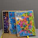 SYNARRY Large USA World Solar System Wooden Magnetic Puzzles for Kids Ages 4-6, Wood Puzzles Educational Games Toys Gifts for Toddlers, United States World Planet Space Map for Boys Girls Ages 3-5 4-8