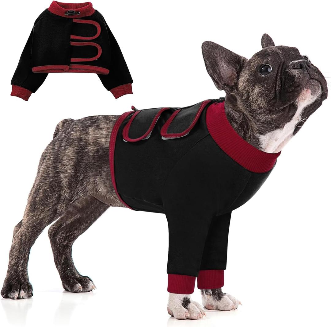 KOESON Dog Recovery Sleeve for Front Legs, Soft Pet Recovery Suit After Surgery, Adjustable Dog Leg Elbow Protector, Pet Wound Care Shirt to Stop Licking, E-Collar Cone Alternative, Black S