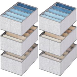 DIMJ Wardrobe Clothes Drawer Organizer for Folded Clothes, Fabric Dress, Clothing, Closet Organizers and Storage Bins for Jeans, Sweater, 2 Packs, Blended (Silver Gray)