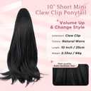 SEGO Ponytail Extensions, 10" Short Claw Clip in Ponytial Hair Extensions, Small Jaw Clip Pony Natural Soft Synthetic Hairpieces for Women -#1B Natural Black