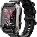 Yihou Tough Smart Watches for Men, Military Rugged Smartwatch 410mAh Long Battery Life with Bluetooth Calls Heart Rate Monitor Survival Fitness Tracker (Black)